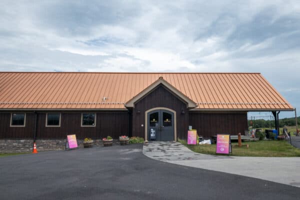 The exterior of Other Half Brewing's location in Bloomfield, New York.