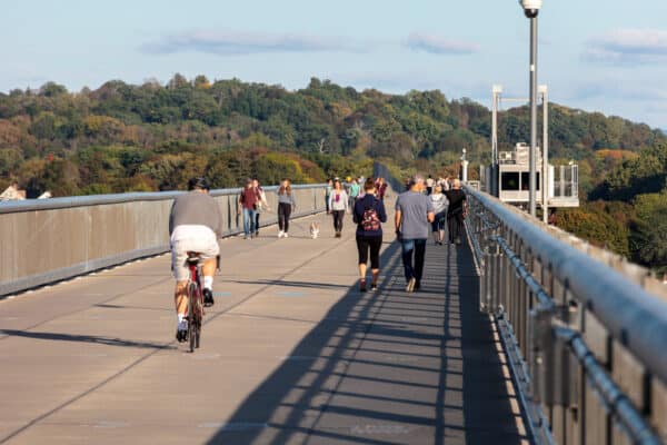 People enjoying the Walkway Over the Hudson in Poughkeepsie New York