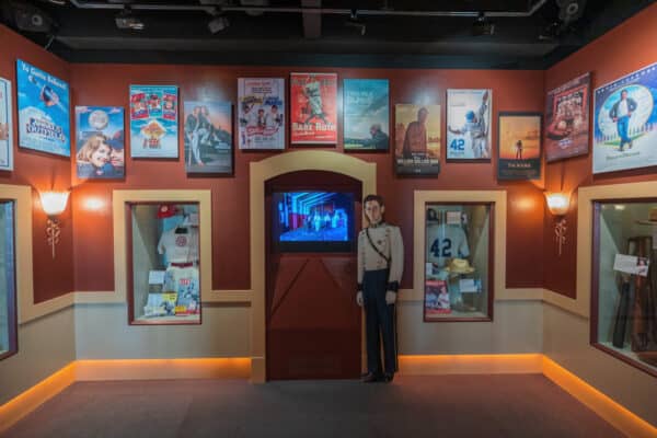 Baseball movies display at the Baseball Hall of Fame in New York