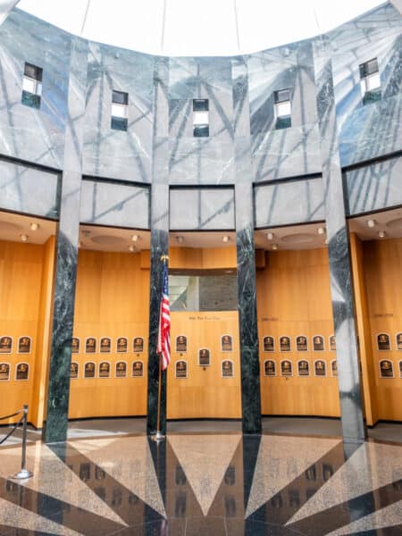 The rotunda of the Plaque Gallery at the National Baseball Hall of Fame in Cooperstown New York