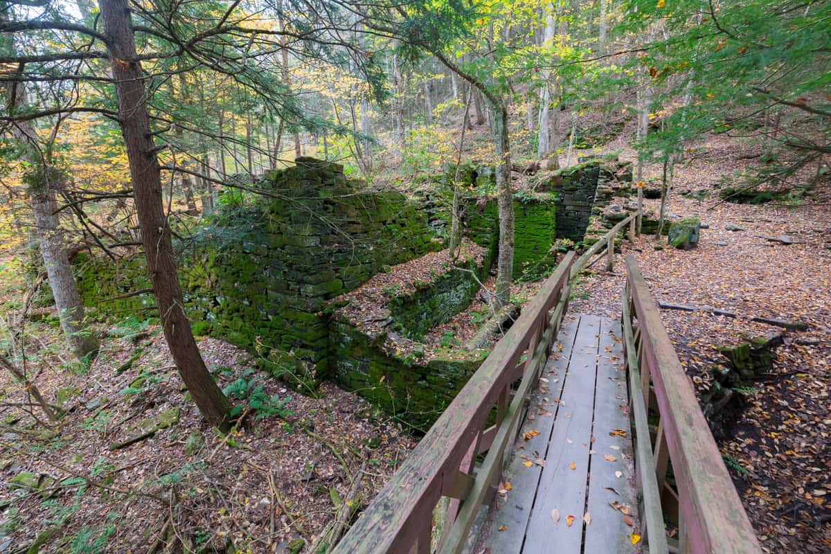 Hiking to Rensselaerville Falls in Huyck Preserve in Albany County