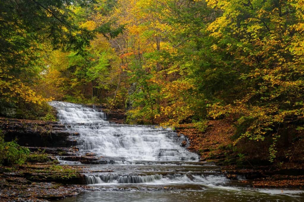 Hiking to Rensselaerville Falls in Huyck Preserve in Albany County ...