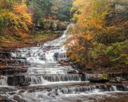 Hiking to Rensselaerville Falls in Huyck Preserve in Albany County