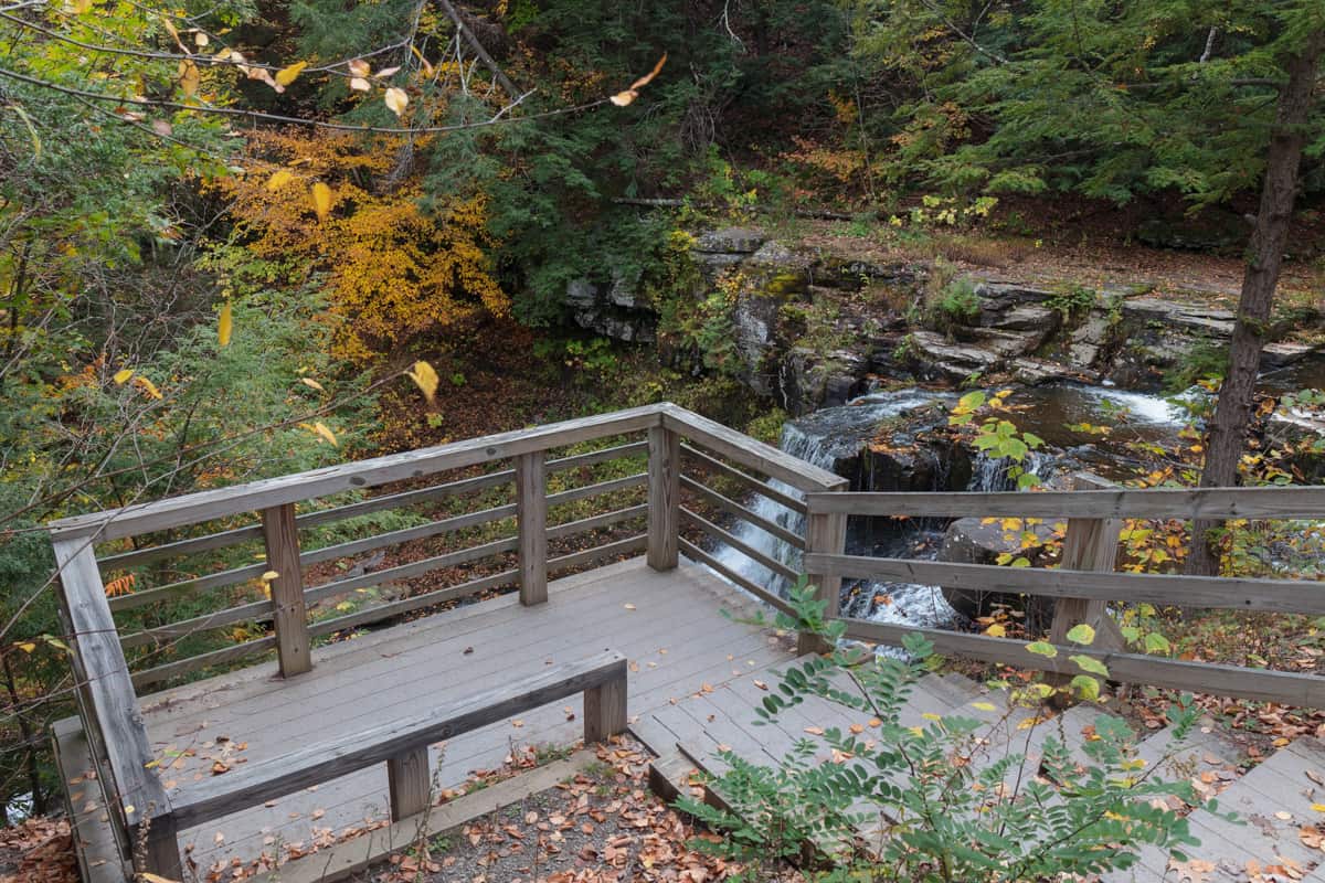 Hiking to Rensselaerville Falls in Huyck Preserve in Albany County