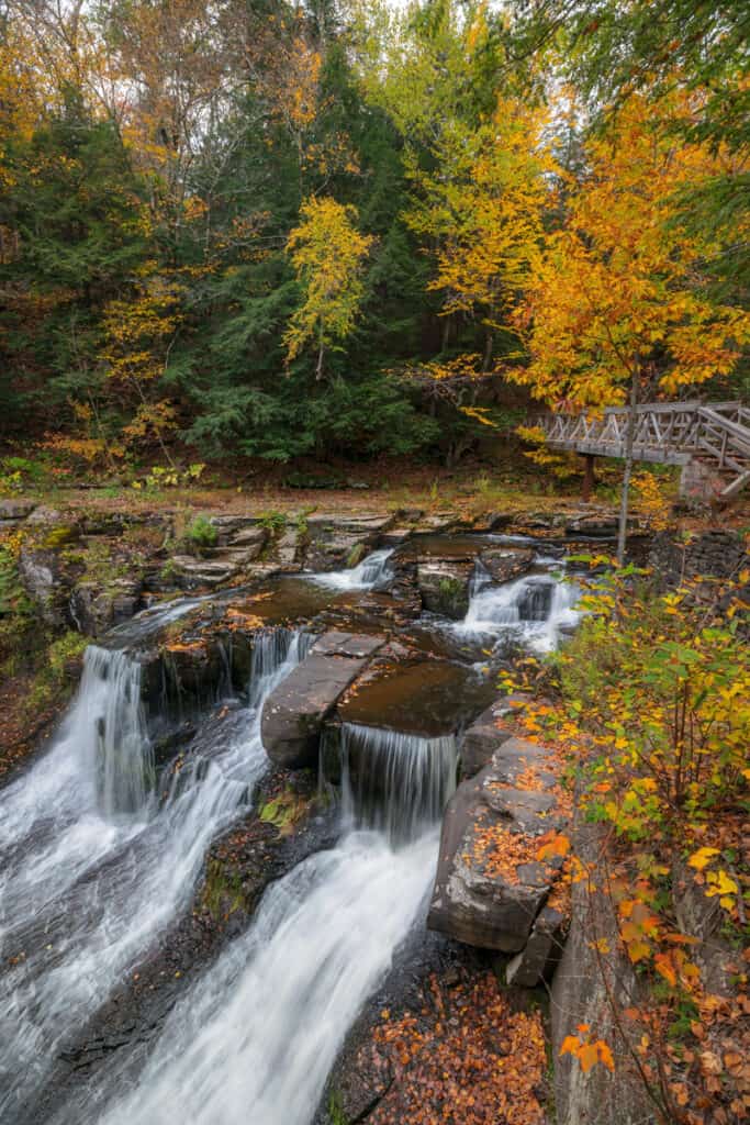 Hiking to Rensselaerville Falls in Huyck Preserve in Albany County