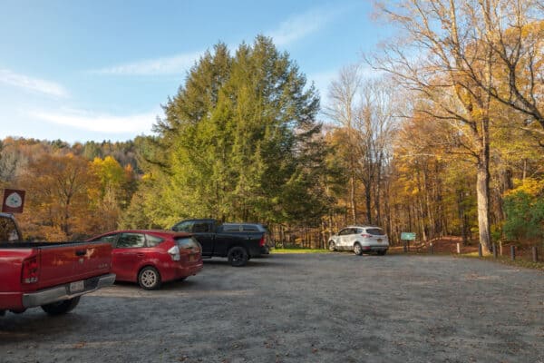 Parking area for Stone Arch Bridge Historical Park in Sullivan County NY