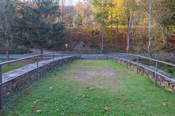 Grassy area on top of the Stone Arch Bridge in Kenoza Lake, NY