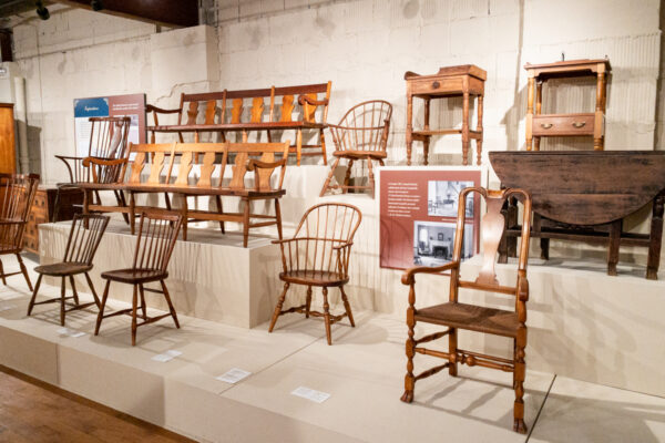 Furniture on display in the Stickley Museum in Fayetteville, New York