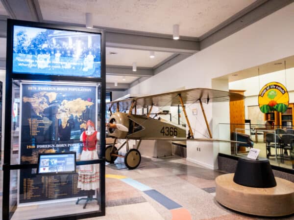 Displays inside the History Center in Tompkins in Ithaca New York