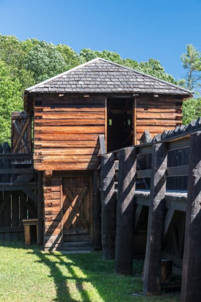 One of the buildings inside of Fort Delaware in the Catskills