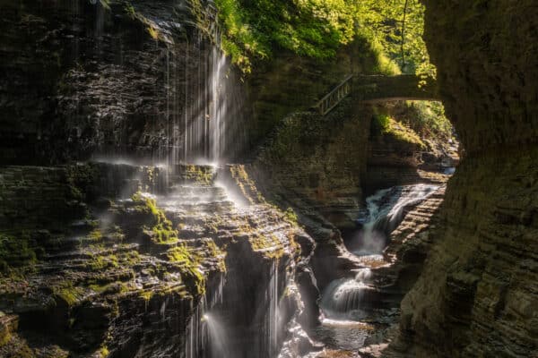 Rainbow Falls along the Gorge Trail in Watkins Glen State Park in New York
