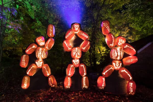 Dancing pumpkin characters at the Great Jack O'Lantern Blaze in the Hudson Valley of New York