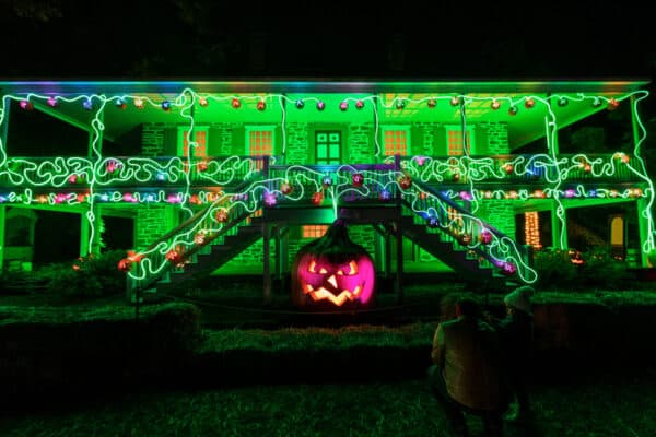 Van Cortlandt Manor lit up during the Great Jack O'Lantern Blaze in Croton-on-Hudson NY