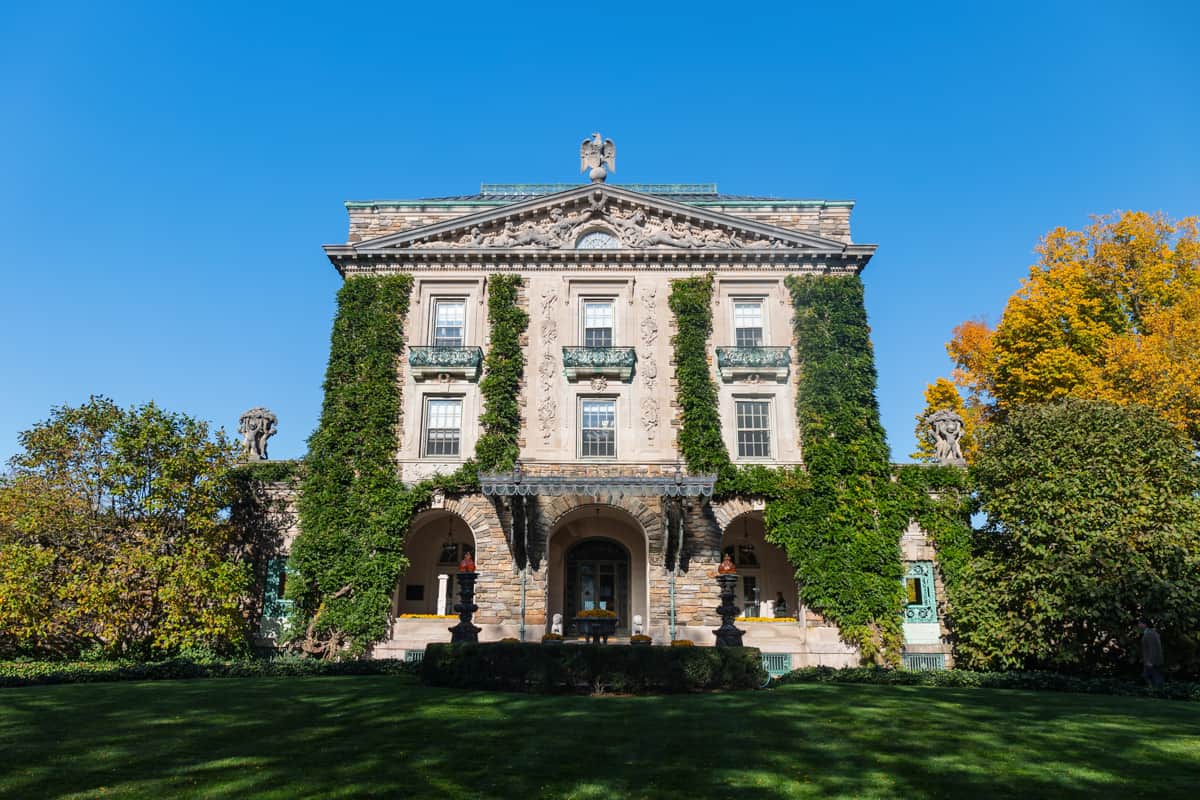 The front facade of Kykuit in the Hudson Valley of New York