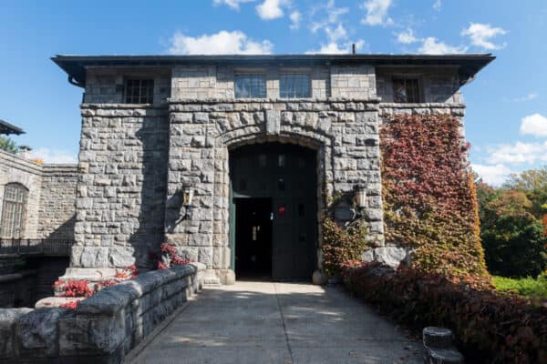 The stone exterior of the Carriage House at Kykuit in New York.