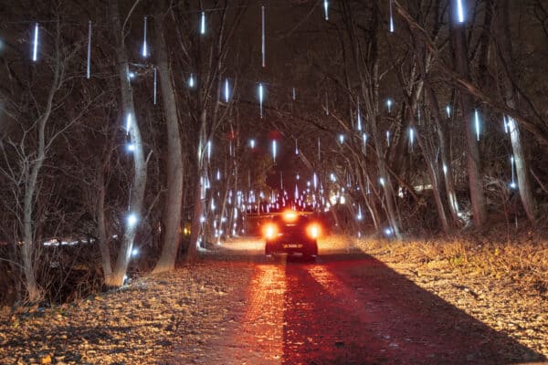 Car driving through the ROC Lights near Rochester NY