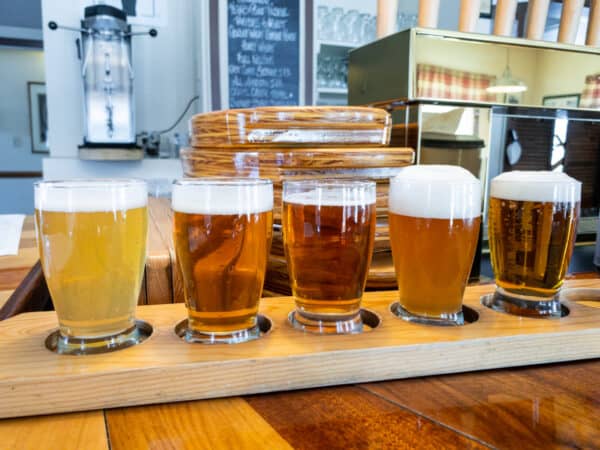 My flight of craft beer at Council Rock Brewery in Cooperstown NY.