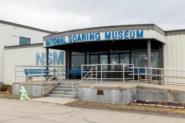 The entrance to the National Soaring Museum in Elmira, NY