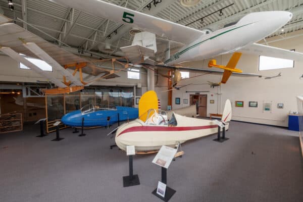 Gliders on display at the National Soaring Museum in Elmira New York