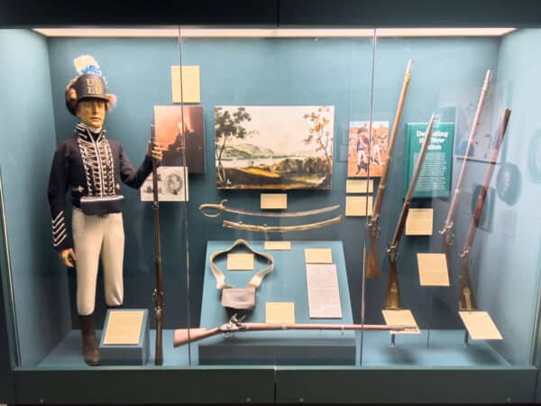 Display case in the History of the Army Gallery at the West Point Museum in New York