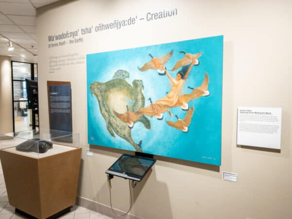 Display about the creation story at Skä•noñh Great Law of Peace Center in Syracuse New York