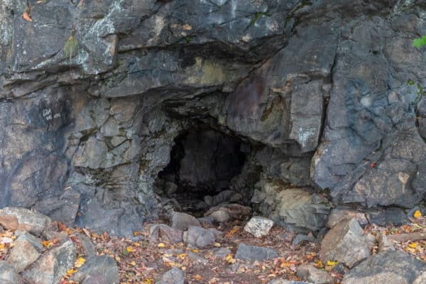 The mine entrance at Little Stony Point in the Hudson Valley