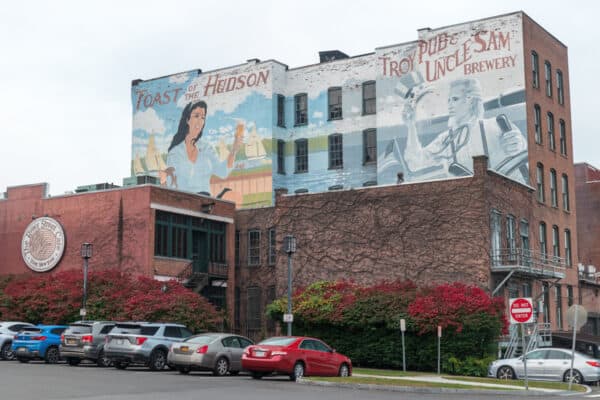 Mural of Uncle Sam in Troy New York on a brick building