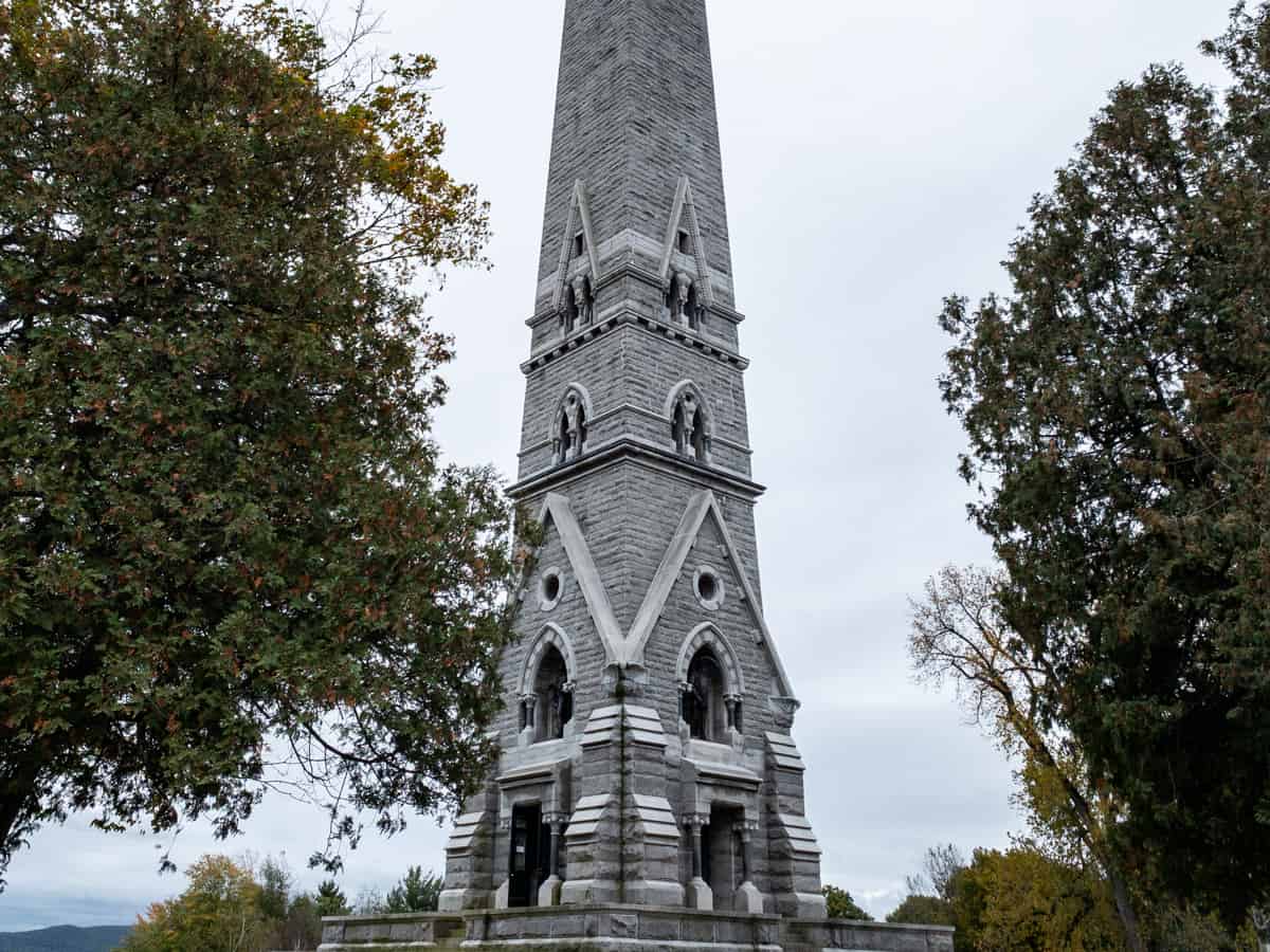The Saratoga Monument in Liberty New York on a cloudy day