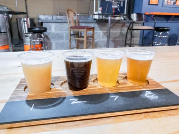 Flight of beer at Eastwood Brewing in Syracuse New York