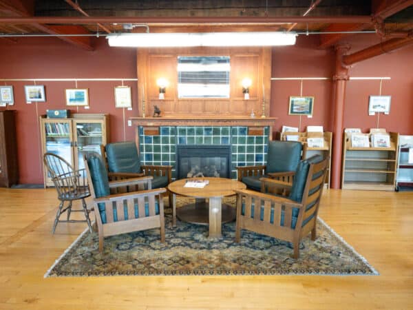 Stickley furniture on display in the Fayetteville Library in Onondaga County NY