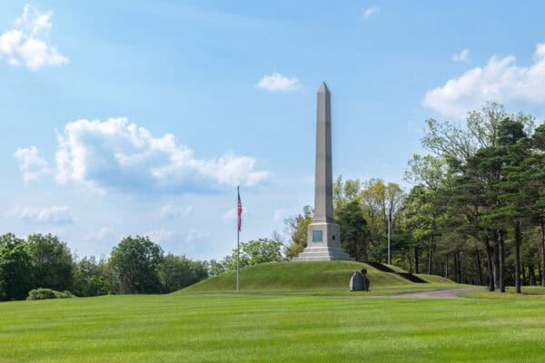 The monument at Newtown Battlefield State Park in Elmira, NY