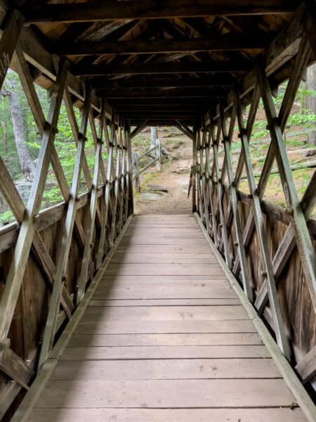 Inside Alfred Clark Covered Bridge near Cairo, NY