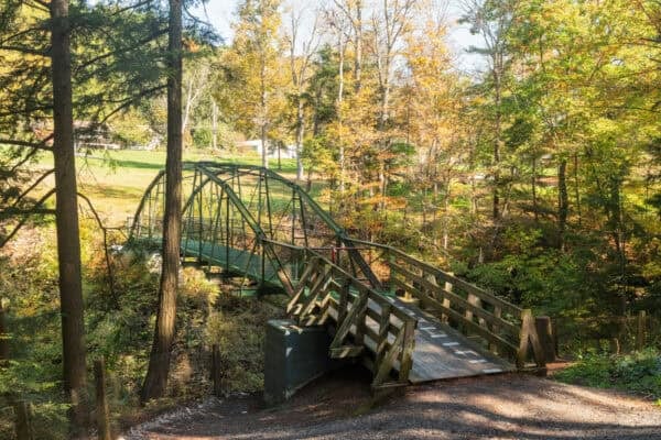 Metal bridge over Mad Brook near Rexford Falls in Central New York