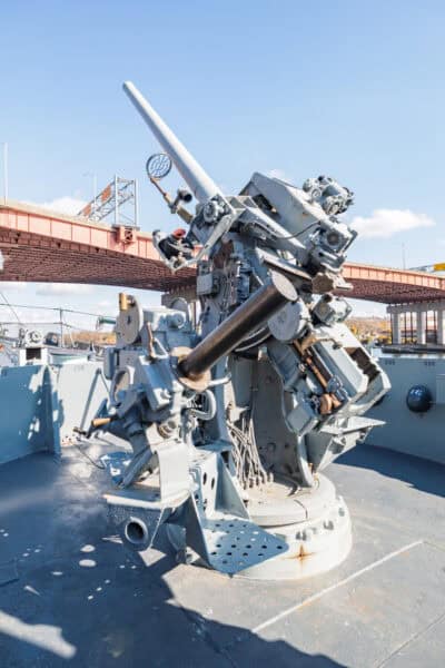 Large gun on the deck of the USS Slater in Albany New York