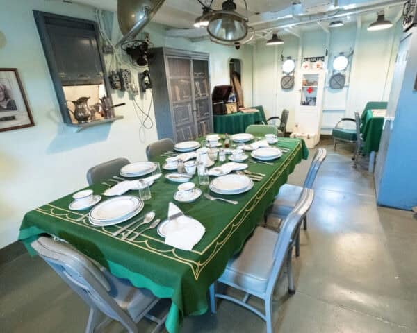 Officers' dining area aboard the USS Slater in Albany New York